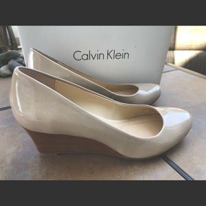 Calvin Klein Dress Wedges Size 7 Patent